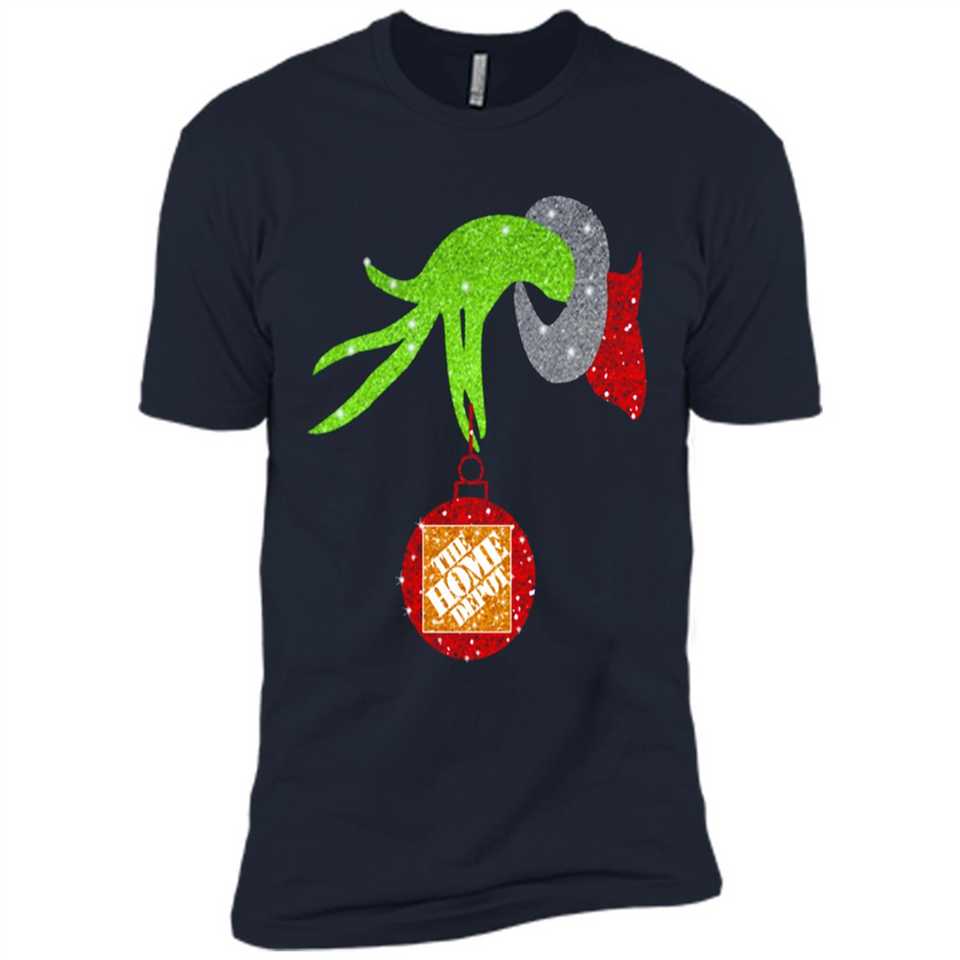 Grinch hand holding Logo HomeDepot Glitter Christmas - Premium Short Sleeve T-Shirt