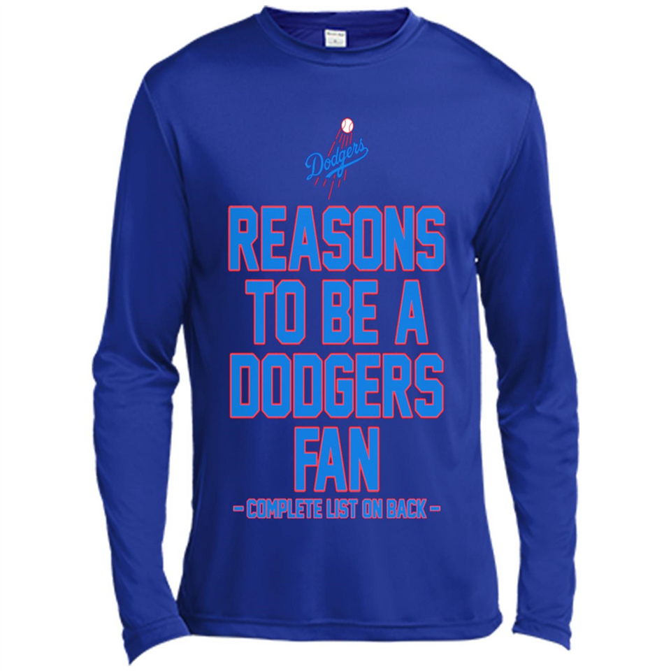 Reasons to be a Los Angeles Dodgers Fan Complete List on Back - Canvas Long Sleeve T-Shirt