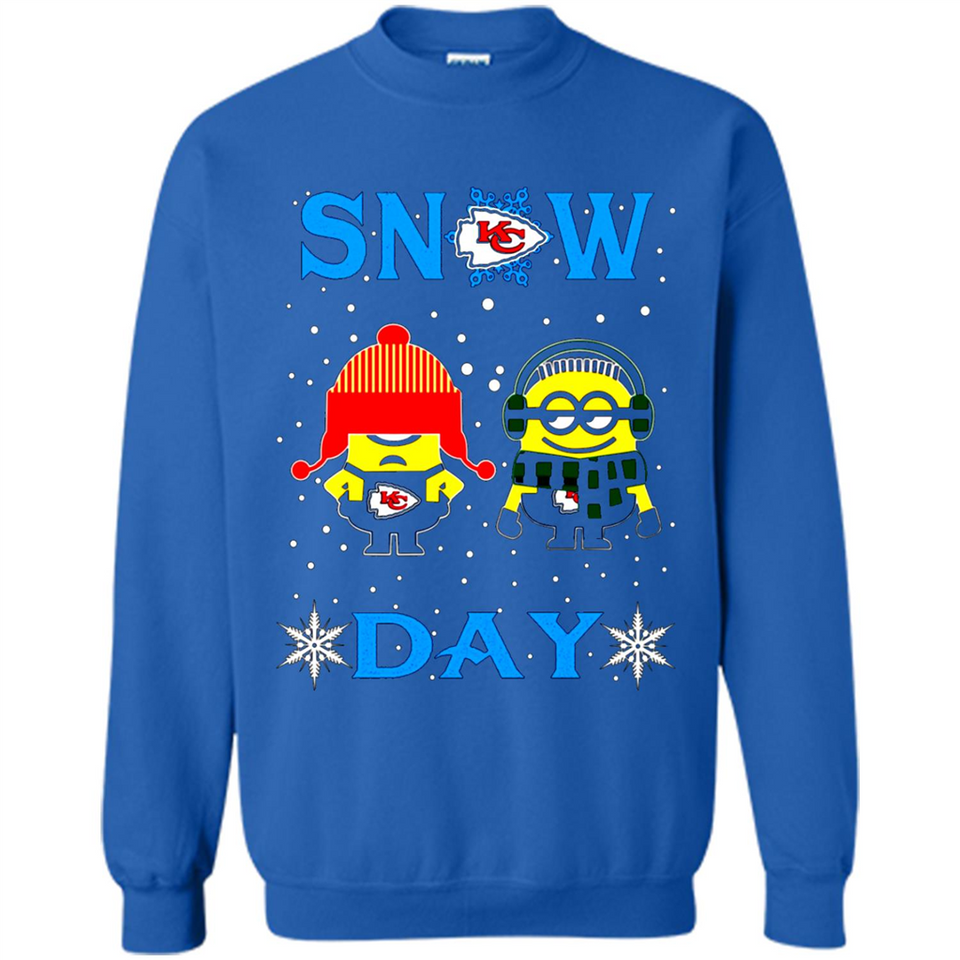 Snow Day Shirt For Kansas City Chiefs Vs Minion Fans Cotton pingpong