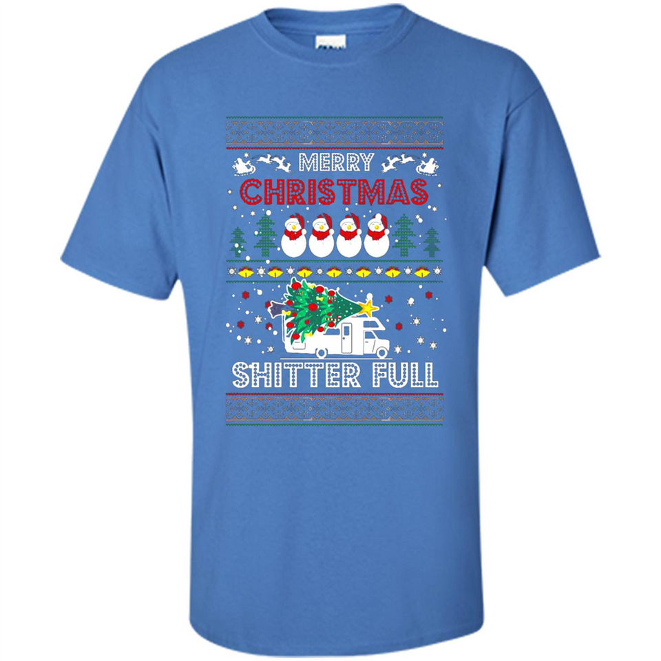 Merry Christmas Shitter Full Christmas Tree Snowman Sweater PINGPONG - Shirt