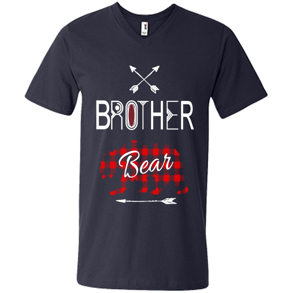 Brother Shirt Buffalo Plaid Family Camping Bear Tee - Men's V-Neck