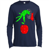 Christmas The Grinch Hand Holding Apple Ornament sweater - Canvas Long Sleeve T-Shirt