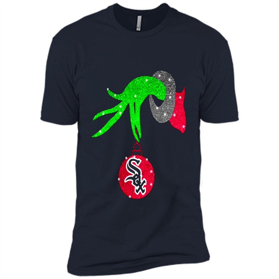 GRINCH HAND HOLDING CHICAGO WHITE SOX GLITTER CHRISTMAS PINGPONG