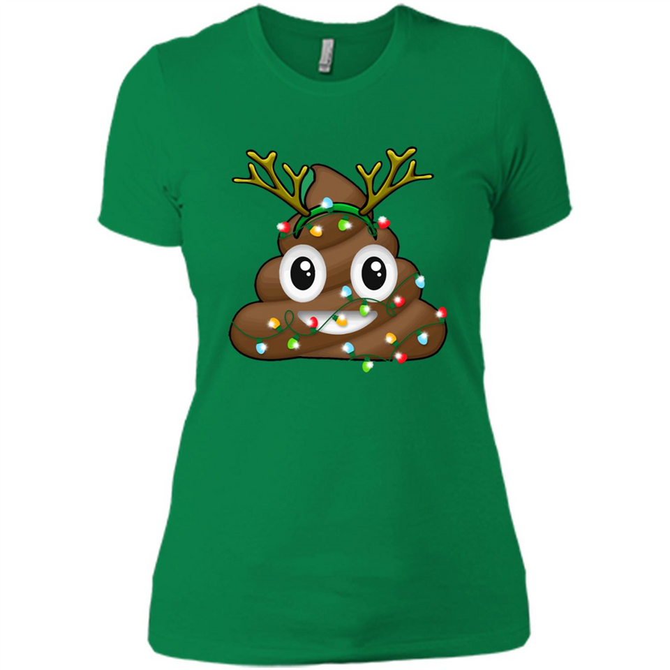 Reindeer Poop Emoji Cute Merry Christmas T-Shirt - Ladies' Boyfriend T-Shirt