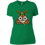 Reindeer Poop Emoji Cute Merry Christmas T-Shirt - Ladies' Boyfriend T-Shirt