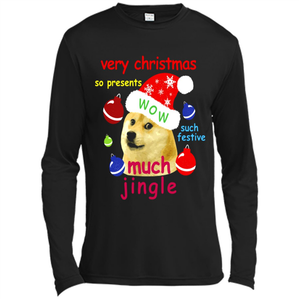 Christmas Doge Meme Shirts Funny Santa Shiba Inu Dog - Canvas Long Sleeve T-Shirt