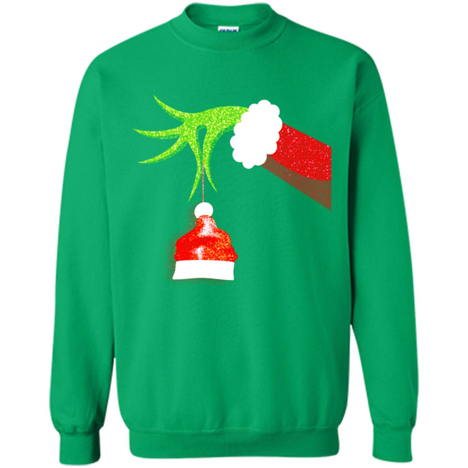 Funny Grinch Hand Holding Santa Hat Ornament Christmas PING PONG