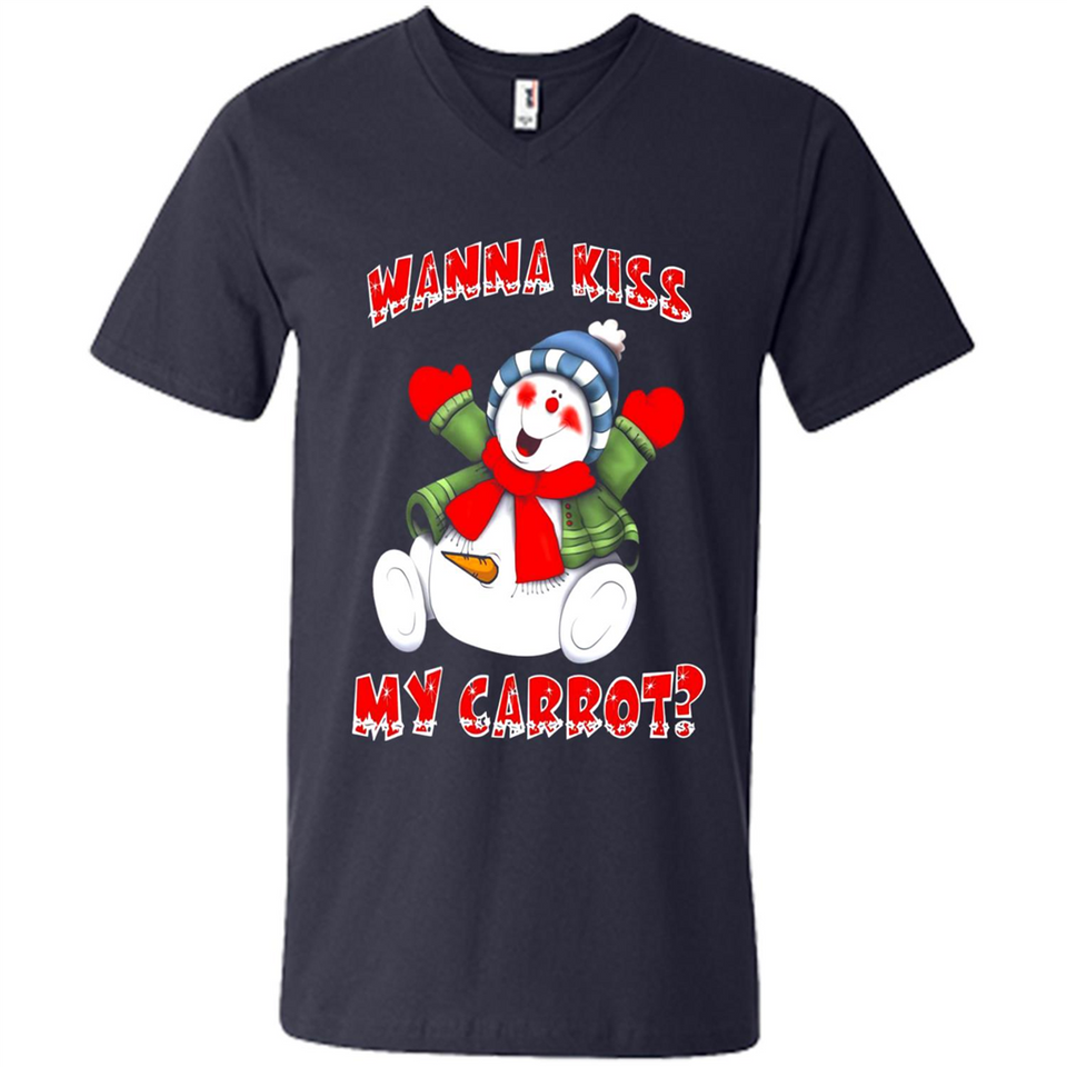 Snowman Wanna Kiss My Carrot Christmas - Men's V-Neck