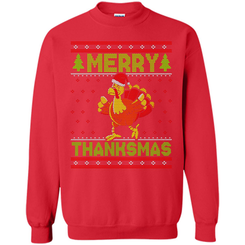 Merry Thankmas Ugly Xmas Thanksgiving Turkey Sweatshirt - Sweatshirt