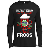 I Just Want To Drink Hot Chocolate & Watch TCU Horned Frogs Ugly Christmas Sweater PINGPONG