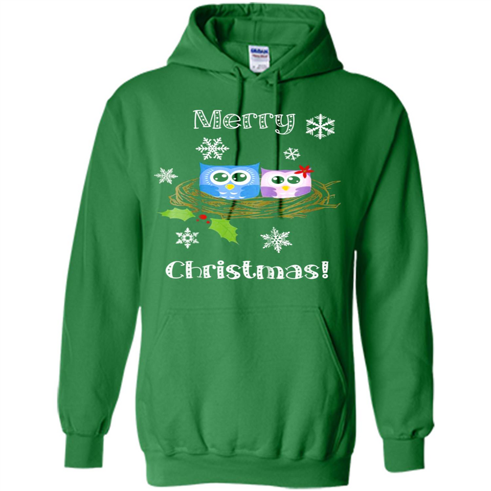 Cute Christmas Shirt Merry Christmas Snowflakes Owls Nest