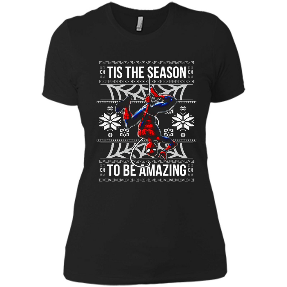 Marvel Spider Man Tis The Season To Be Amazing Ugly Christmas Mug PINGPONG - Ladies' Boyfriend T-Shirt