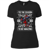 Marvel Spider Man Tis The Season To Be Amazing Ugly Christmas Mug PINGPONG - Ladies' Boyfriend T-Shirt