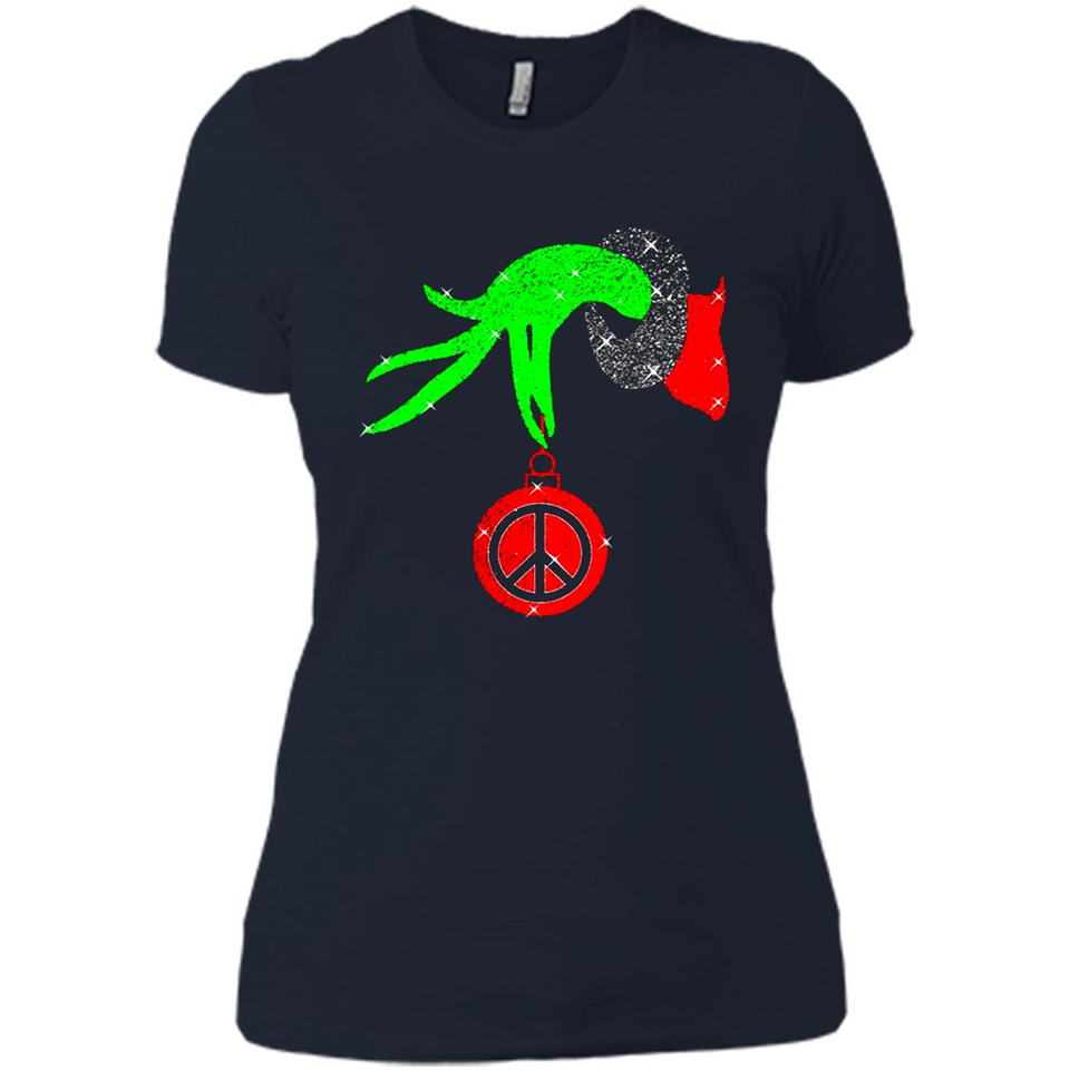 Christmas The Grinch Hand Holding Hippie Ornament - Ladies' Boyfriend T-Shirt