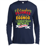 Pajamas, Eggnog and Christmas Movies Count Me In - Canvas Long Sleeve T-Shirt