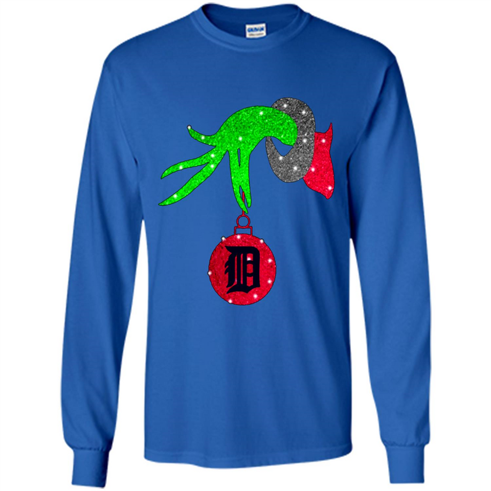 GRINCH HAND HOLDING DETROIT TIGERS GLITTER CHRISTMAS PINGPONG