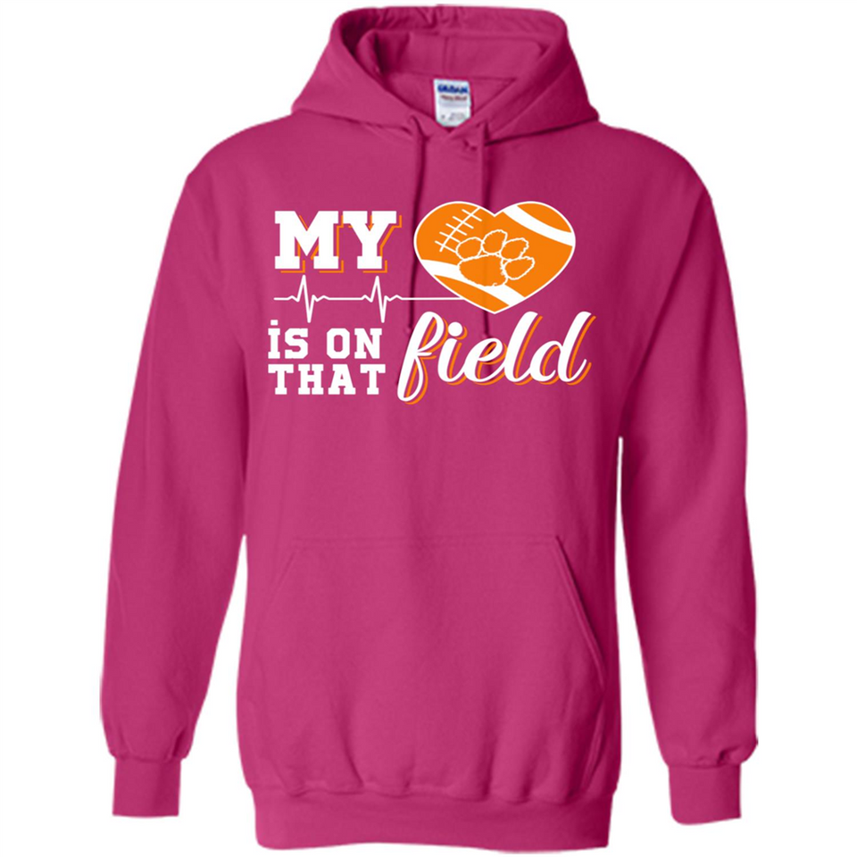 Clemson Tiger Paw Football My Heart is on that Field - Hoodie