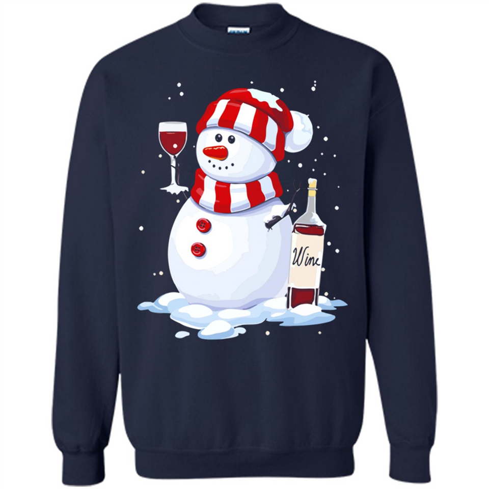 Cute Snowman drink Red Wine Christmas - Sweatshirt