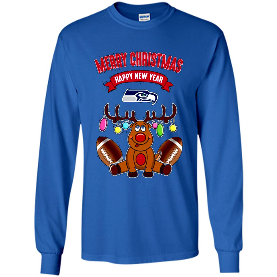 Seattle Seahawks NFL Reindeer Funny Merry Christmas And Happy New Year