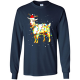Christmas Lights Goat Wearing Santa Hat T-Shirt - Long Sleeve T-Shirt