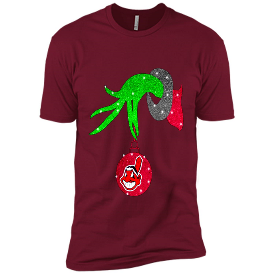 GRINCH HAND HOLDING CLEVELAND INDIANS GLITTER CHRISTMAS PINGPONG