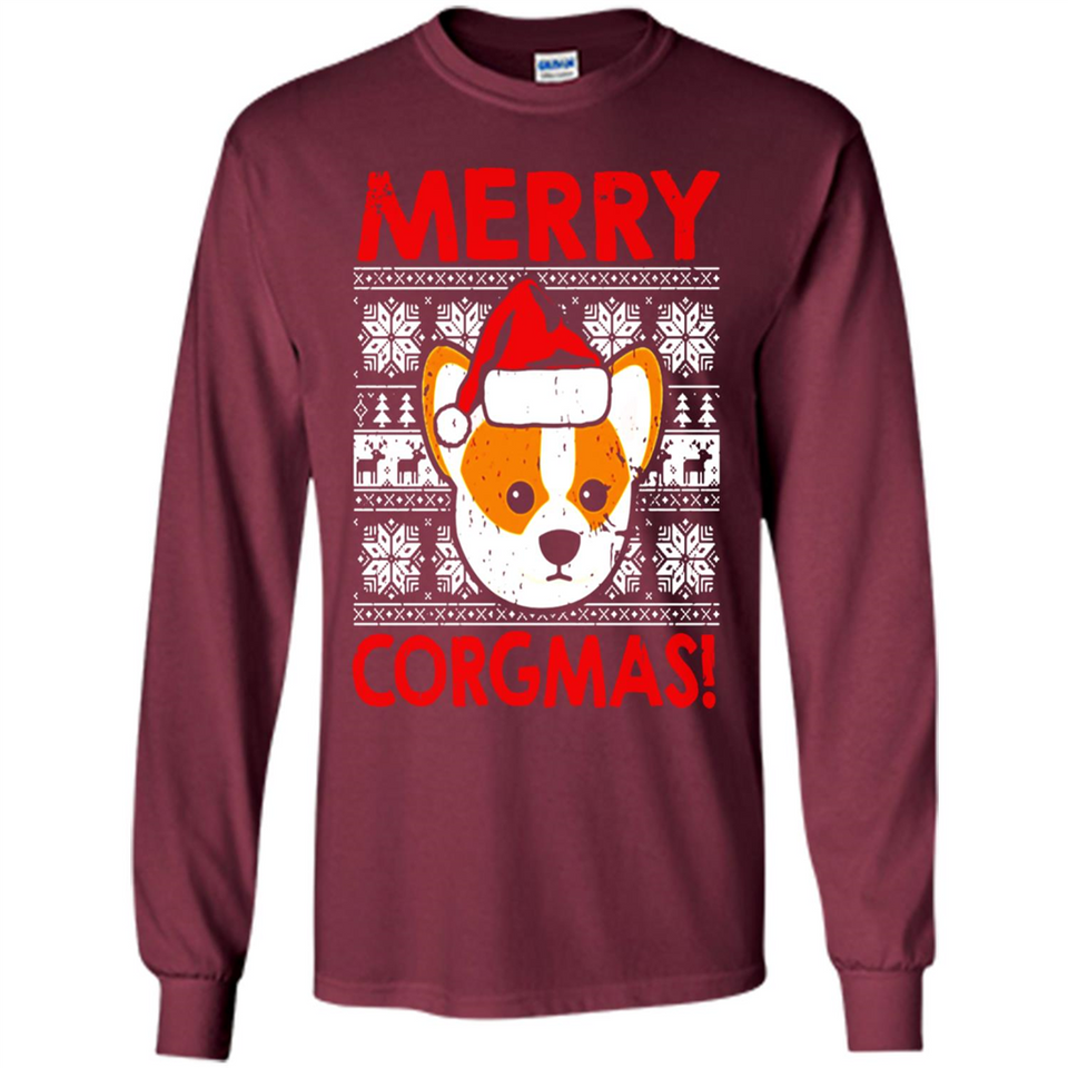 Funny Christmas Santa Corgi Dog Merry Corgmas - Long Sleeve T-Shirt