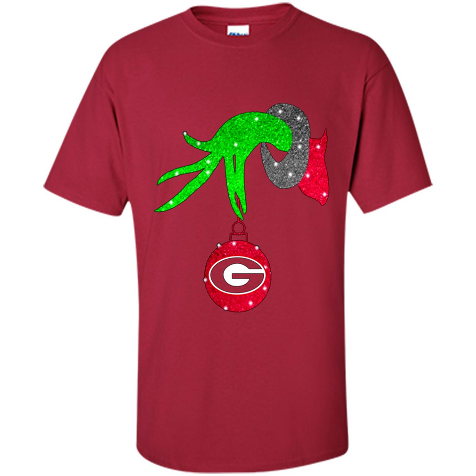 GRINCH HAND HOLDING GEORGIA BULLDOGS GLITTER CHRISTMAS PINGPONG