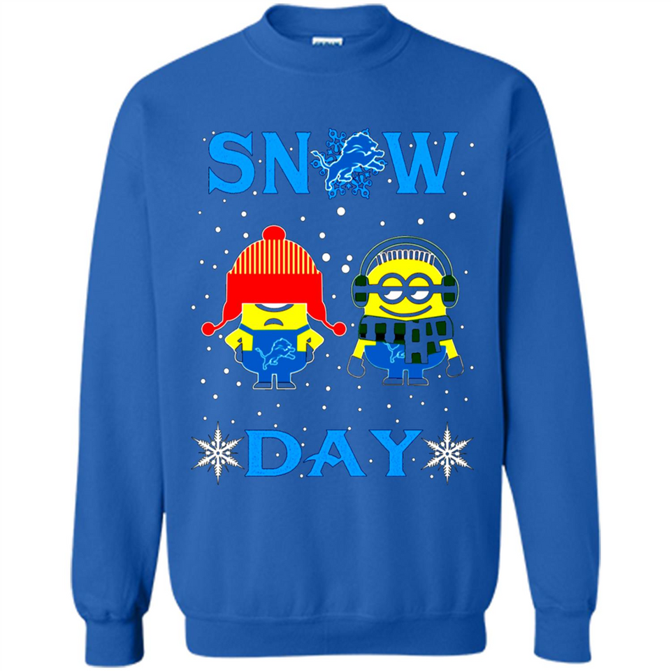 Snow Day Shirt For Detroit Lions Vs Minion Fans pingpong