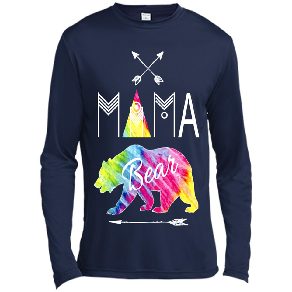 Mama Bear Shirt Tie Dye Family Vacation & Camping Tee - Canvas Long Sleeve T-Shirt