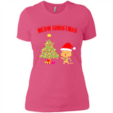 Meow merry christmas- cat and pine merry christmas - Ladies' Boyfriend T-Shirt