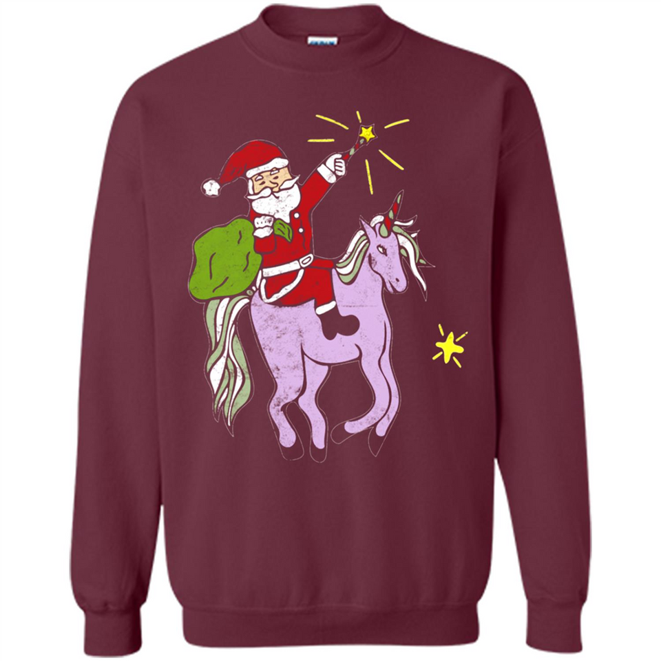 Distressed Retro Santa Riding Unicorn - Sweatshirt