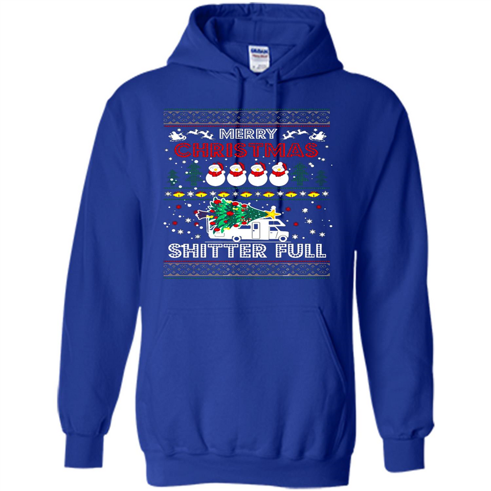 Merry Christmas Shitter Full Christmas Tree Snowman Sweater PINGPONG - Hoodie