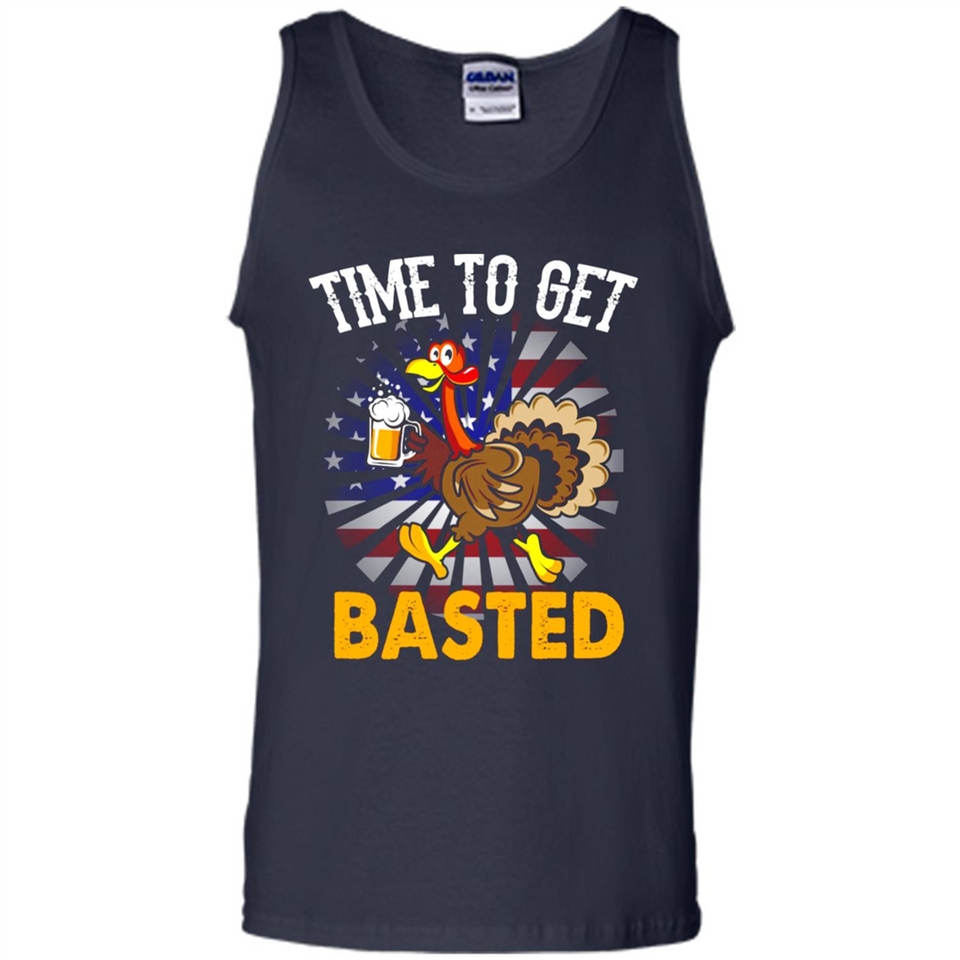 Time To Get Basted Funny Turkey Beer Thanksgiving - Tank Top