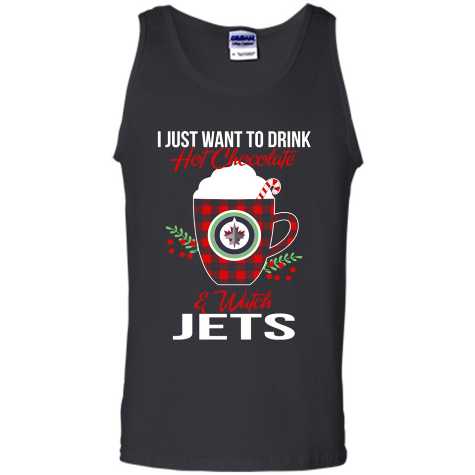 I Just Want To Drink Hot Chocolate & Watch Winnipeg Jets Ugly Christmas Sweater PINGPONG