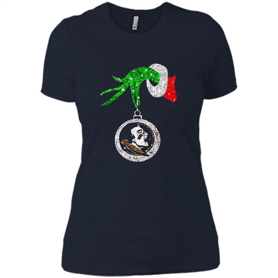 Amazing Florida State Seminoles Glitter Grinch Monogram Ornament Christmas Gift - Ladies' Boyfriend T-Shirt
