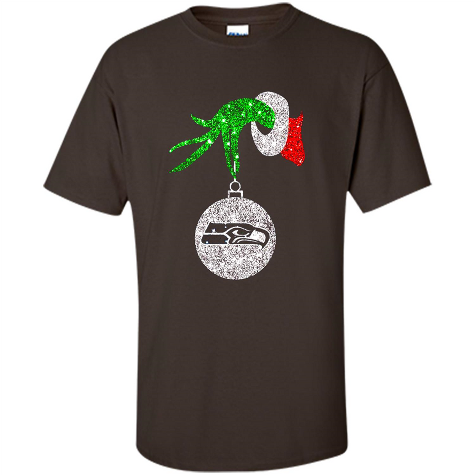 Funny Seattle Seahawks Glitter Grinch Monogram Ornament Christmas Gift - Shirt