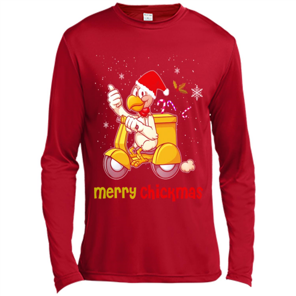Funny Santa Christmas Chicken Shirt - Merry Chickmas - Canvas Long Sleeve T-Shirt