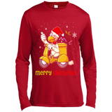 Funny Santa Christmas Chicken Shirt - Merry Chickmas - Canvas Long Sleeve T-Shirt