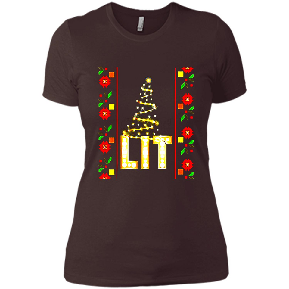 Funny Lets Get Lit Christmas Tree - Ladies' Boyfriend T-Shirt