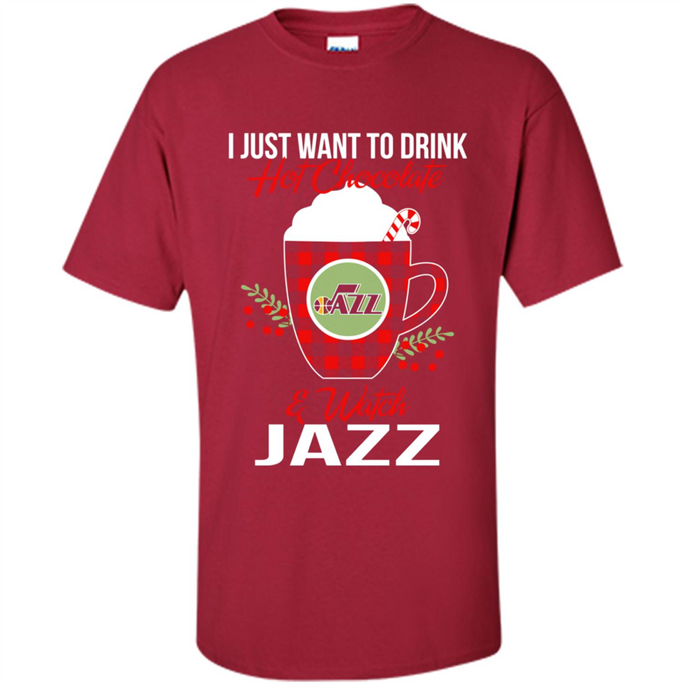 I Just Want To Drink Hot Chocolate & Watch Utah Jazz Ugly Christmas Sweater PINGPONG