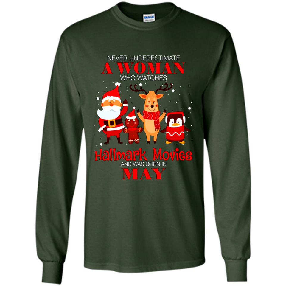 Never Underestimate A May Woman Watches Hallmark Movies Sweatshirt PINGPONG