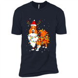 Christmas Lights Shetland Sheepdog Wearing Santa Hat Funny Xmas Mug - Premium Short Sleeve T-Shirt