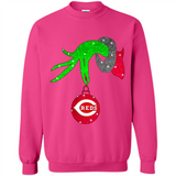 GRINCH HAND HOLDING CINCINNATI REDS GLITTER CHRISTMAS PINGPONG