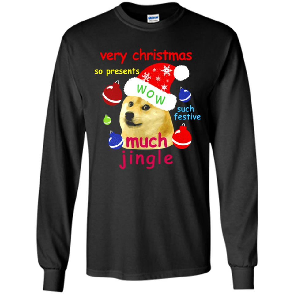 Christmas Doge Meme Shirts Funny Santa Shiba Inu Dog - Long Sleeve T-Shirt