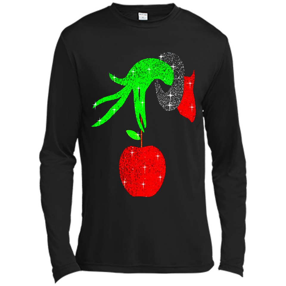 Christmas The Grinch Hand Holding Apple Ornament sweater - Canvas Long Sleeve T-Shirt
