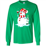 Cute Snowman drink Red Wine Christmas T-Shirt - Long Sleeve T-Shirt