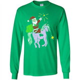 Distressed Retro Santa Riding Unicorn - Long Sleeve T-Shirt