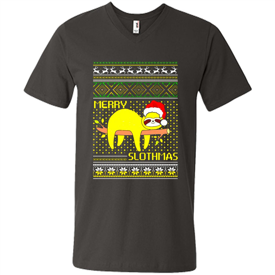 Merry Slothmas Sloth Christmas Sweater PINGPONG - Men's V-Neck
