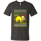 Merry Slothmas Sloth Christmas Sweater PINGPONG - Men's V-Neck