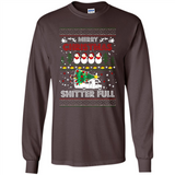 Merry Christmas Shitter Full Christmas Tree Snowman Sweater PINGPONG - Long Sleeve T-Shirt